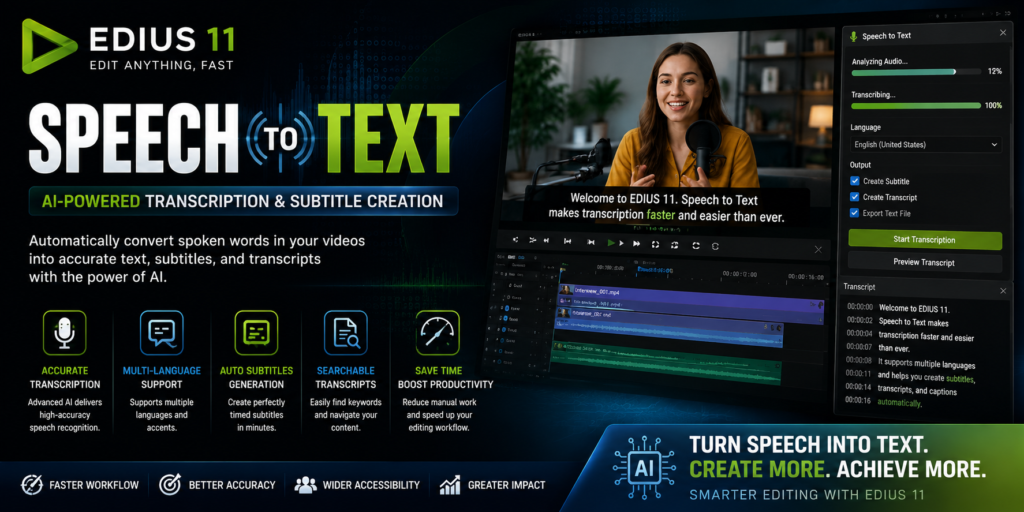 Speech to Text in EDIUS 11: Complete Guide to AI-Powered Transcription