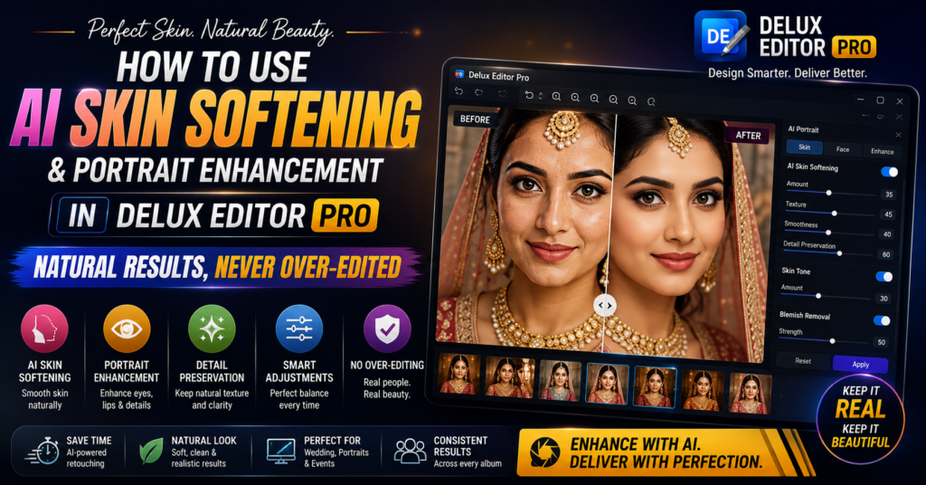 How to Use AI Skin Softening and Portrait Enhancement in Delux Editor Pro Without Over-Editing